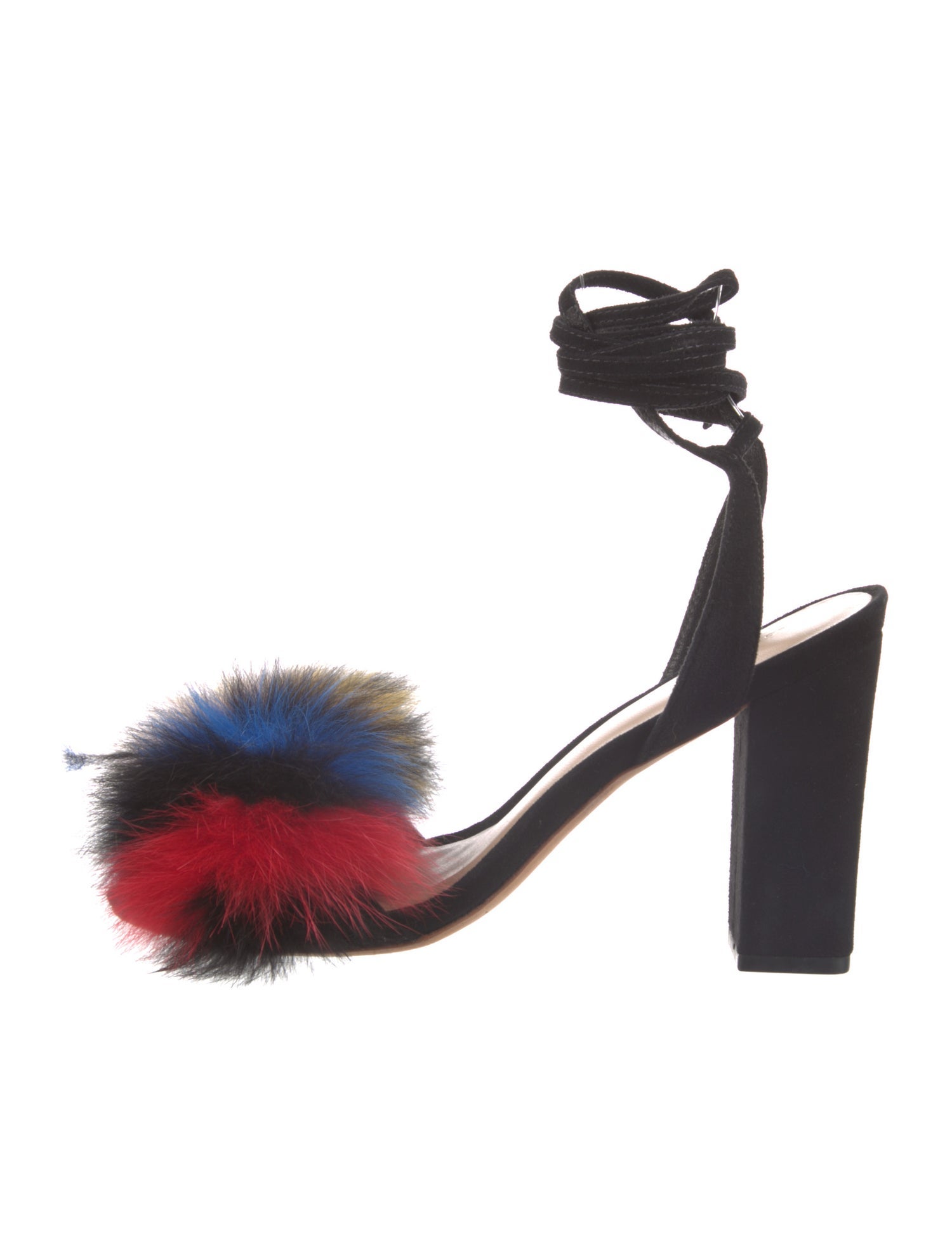 Loeffler Randall Suede Colorblock Pattern Sandals