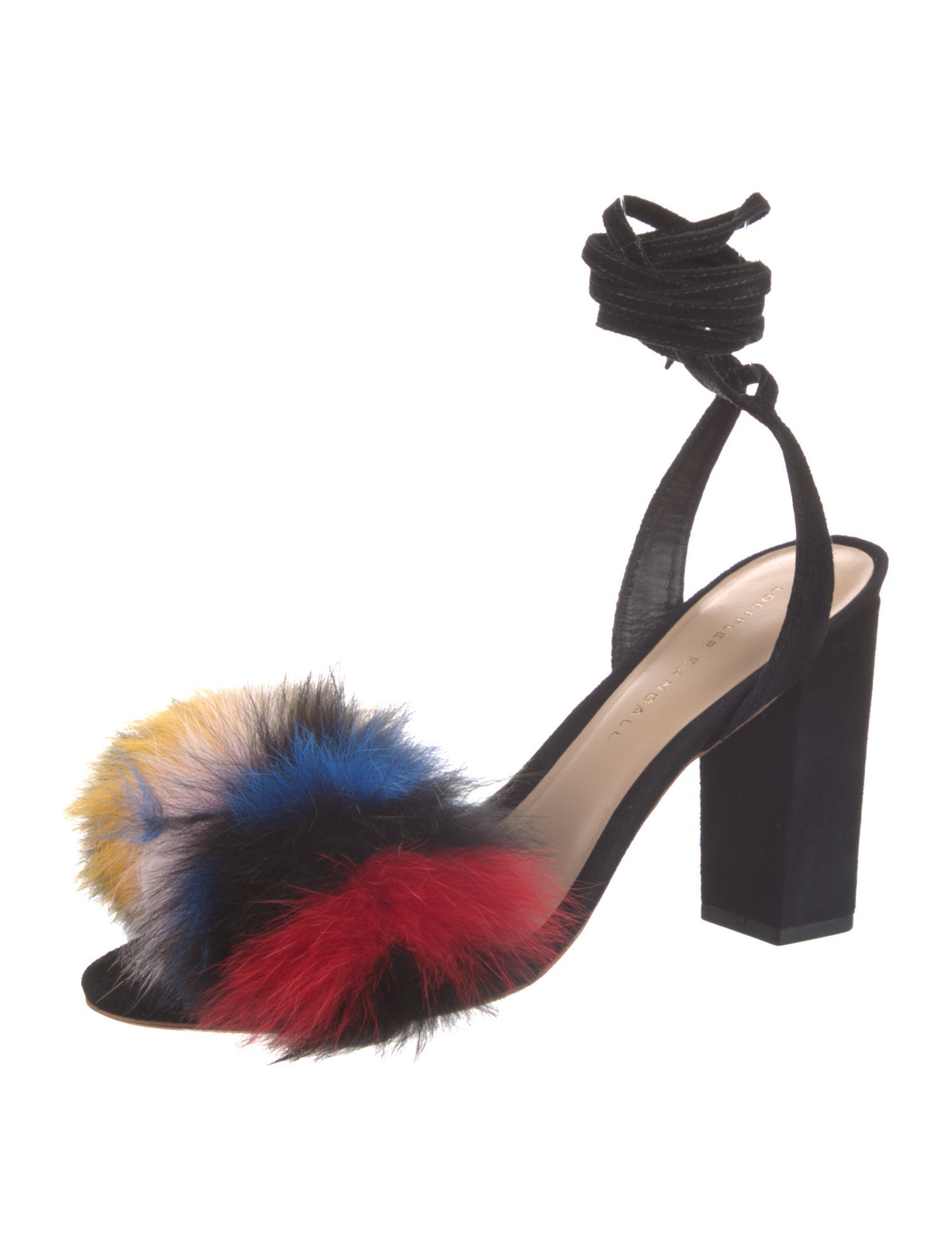 Loeffler Randall Suede Colorblock Pattern Sandals