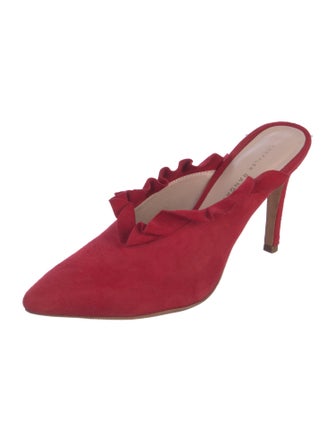 Loeffler Randall Suede Ruffle Embellishment Mules