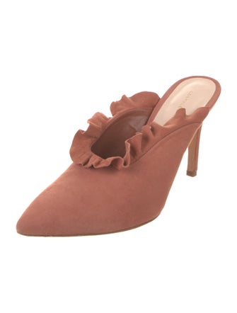 Loeffler Randall Suede Ruffle Embellishment Mules