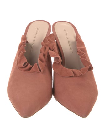 Loeffler Randall Suede Ruffle Embellishment Mules