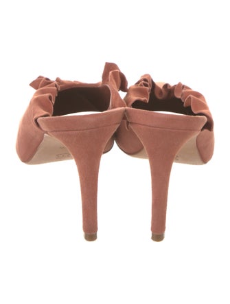 Loeffler Randall Suede Ruffle Embellishment Mules