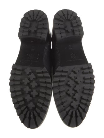 Loeffler Randall Leather Faux Fur Trim Moto Boots