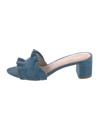 Loeffler Randall Canvas Ruffle Embellishment Slides