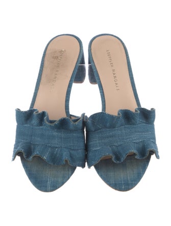 Loeffler Randall Canvas Ruffle Embellishment Slides