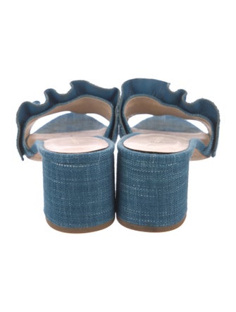 Loeffler Randall Canvas Ruffle Embellishment Slides