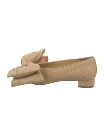 Loeffler Randall Straw Bow Accents Loafers