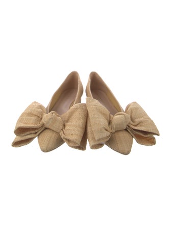 Loeffler Randall Straw Bow Accents Loafers