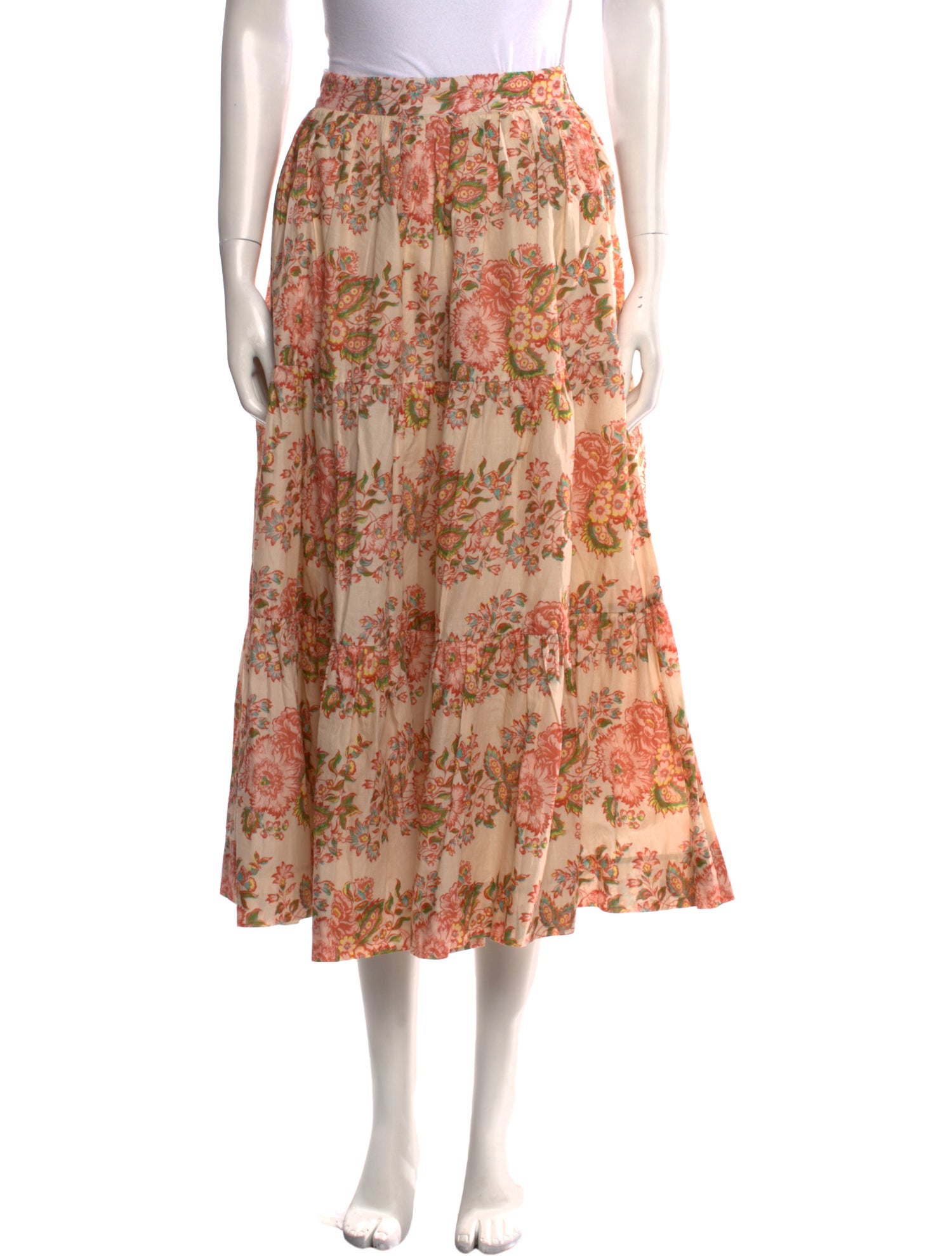 Loeffler Randall Floral Print Midi Length Skirt