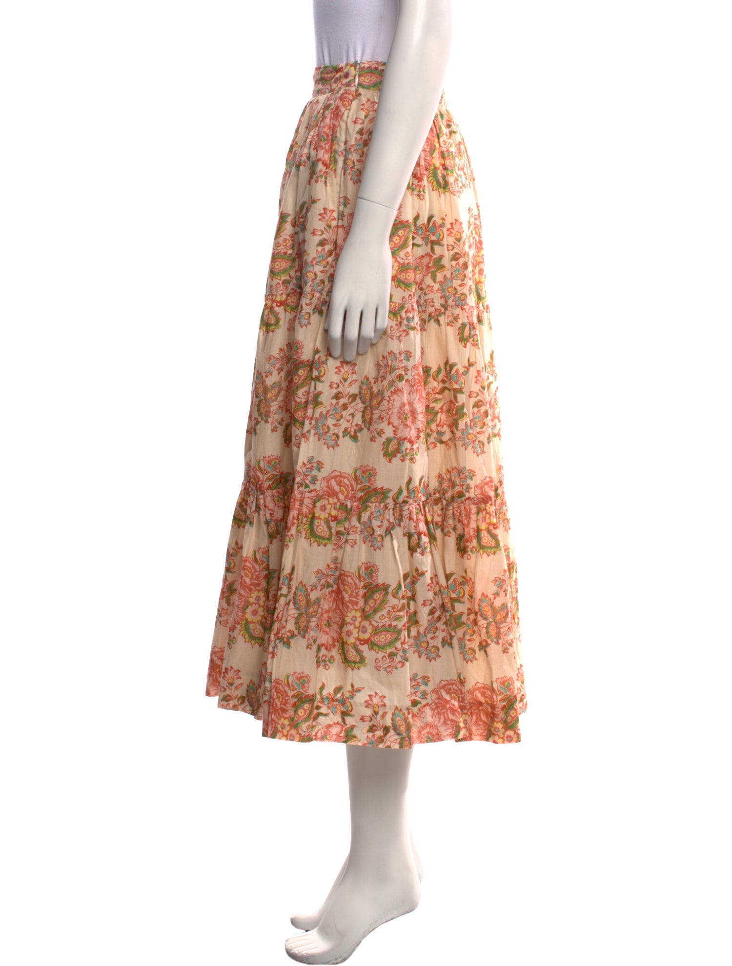 Loeffler Randall Floral Print Midi Length Skirt