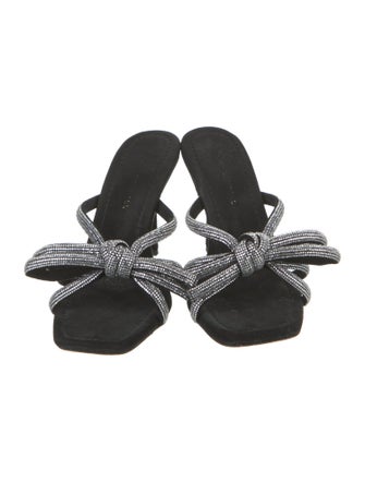 Loeffler Randall Suede Bow Accents Slides