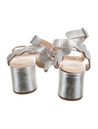 Loeffler Randall Leather Scalloped Accent Sandals