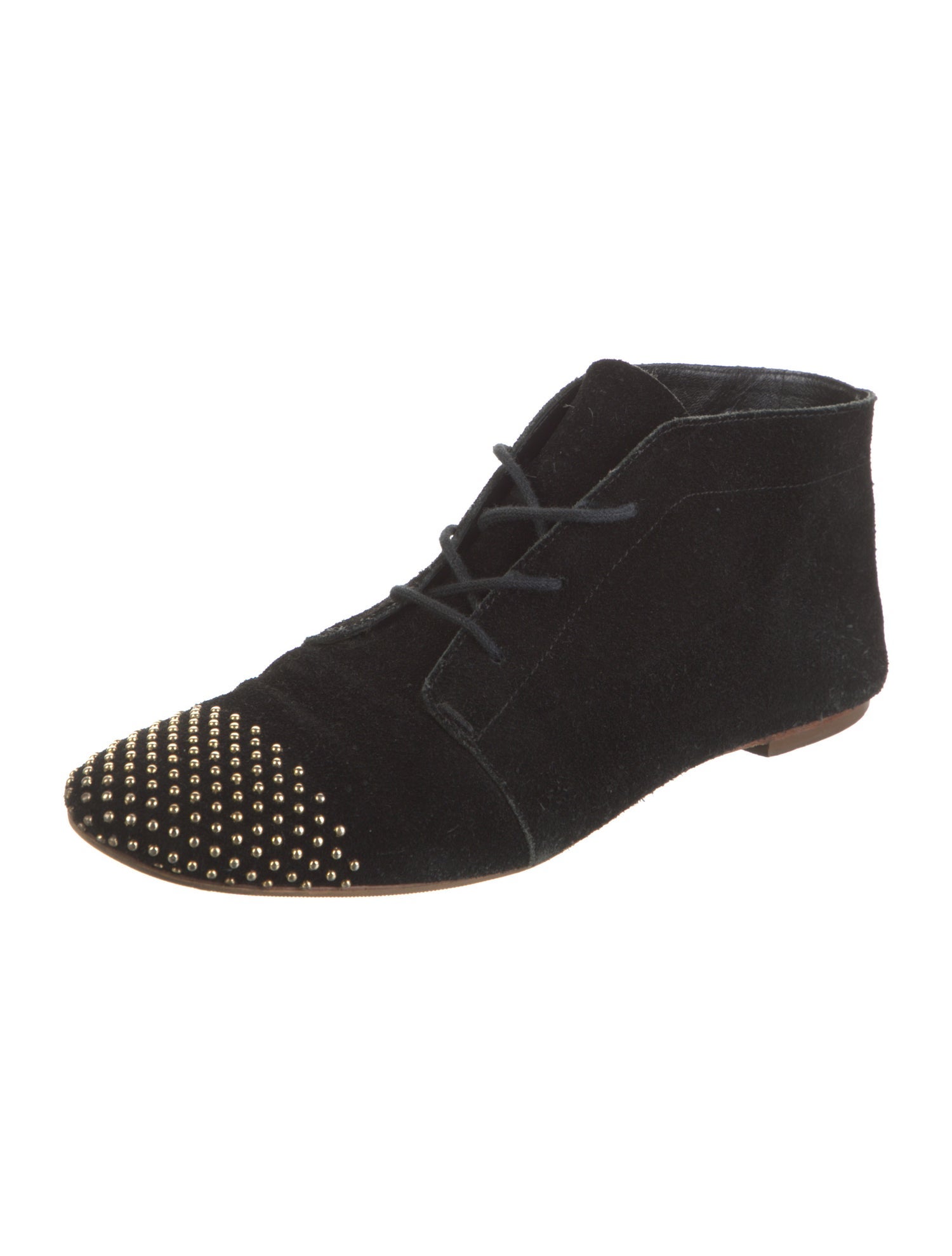 Loeffler Randall Suede Studded Accents Lace-Up Boots