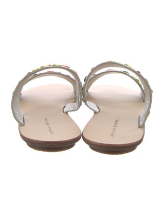 Loeffler Randall Leather Crystal Embellishments Slides