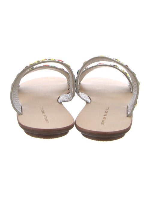 Loeffler Randall Leather Crystal Embellishments Slides