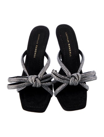 Loeffler Randall Suede Bow Accents Slides