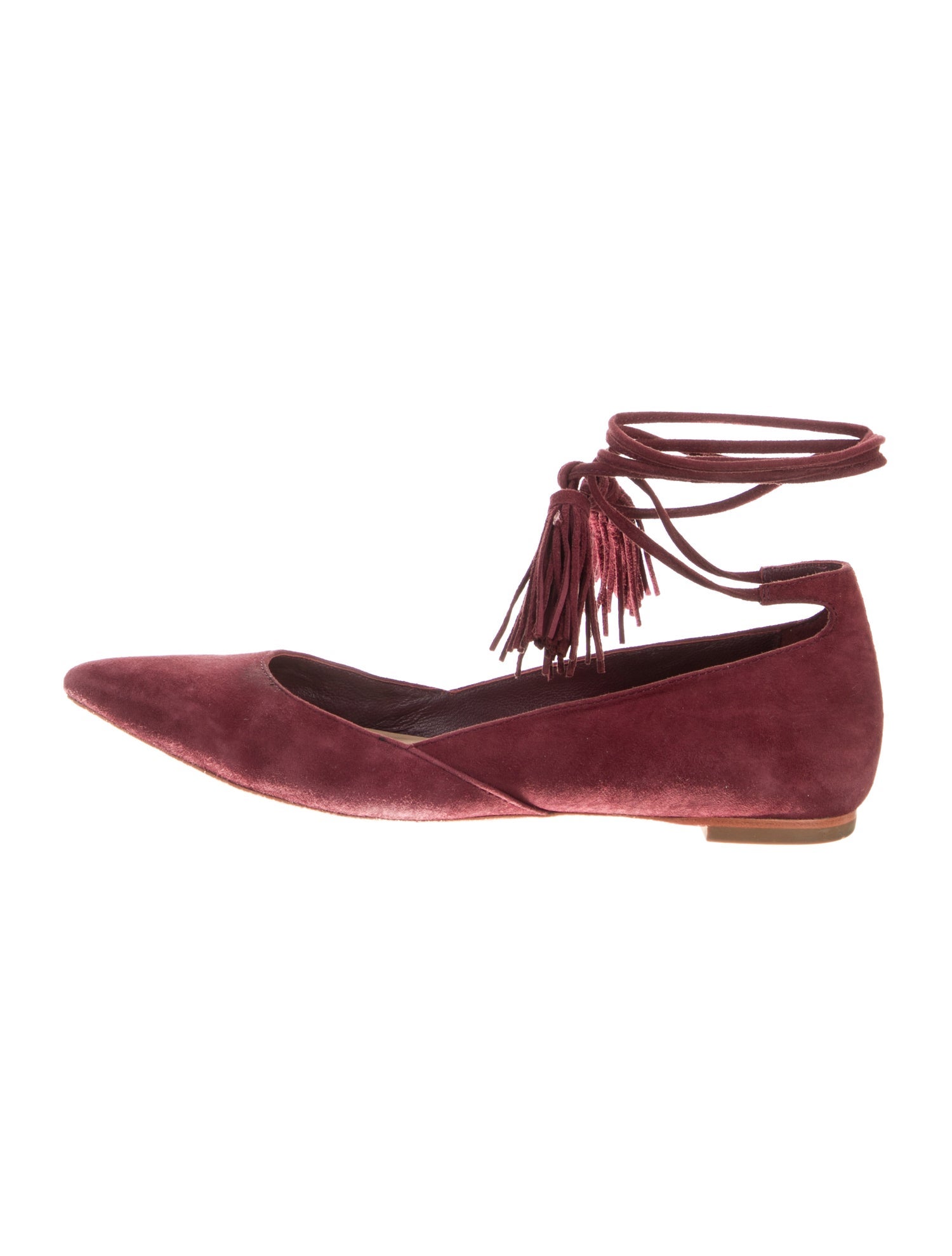 Loeffler Randall Suede Tassel Accents Flats