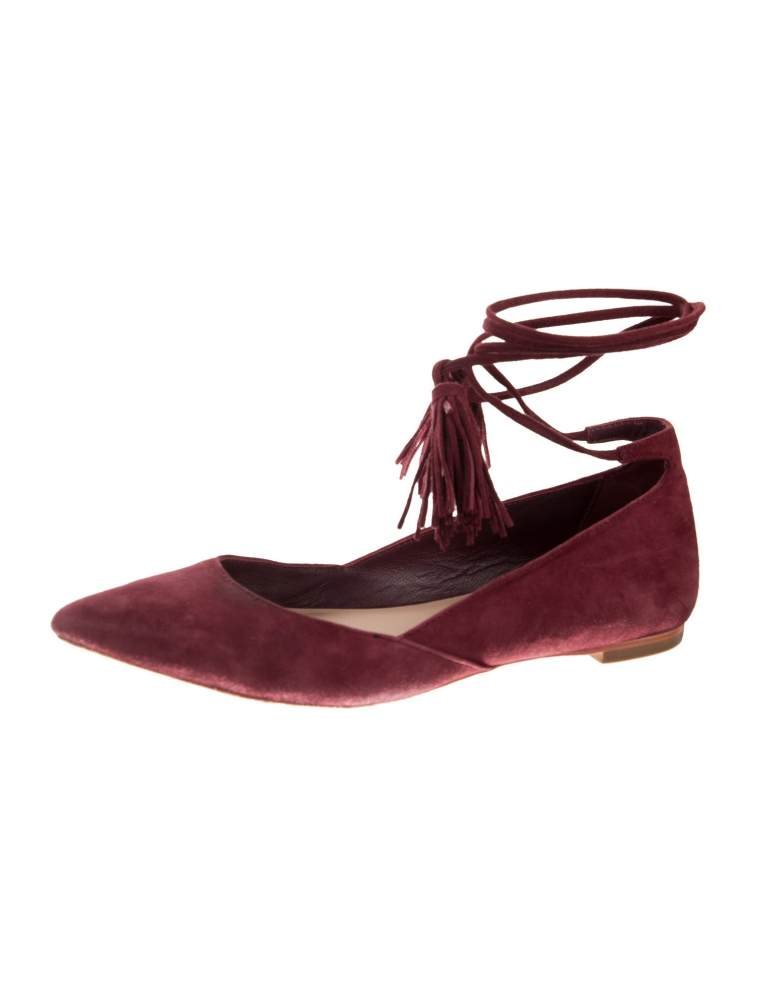Loeffler Randall Suede Tassel Accents Flats