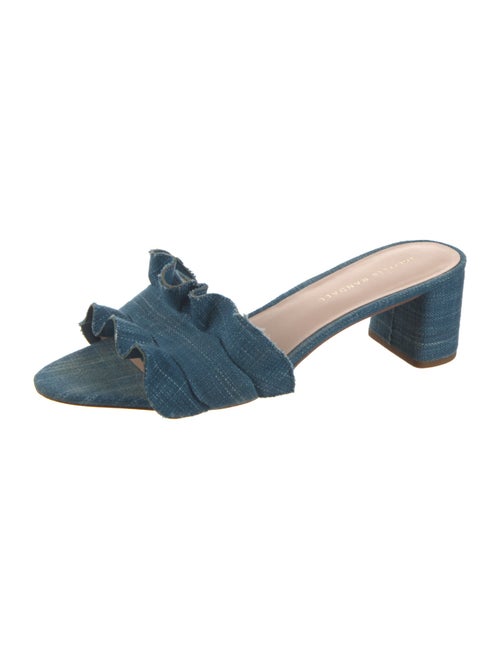 Loeffler Randall Denim Ruffle Embellishment Slides