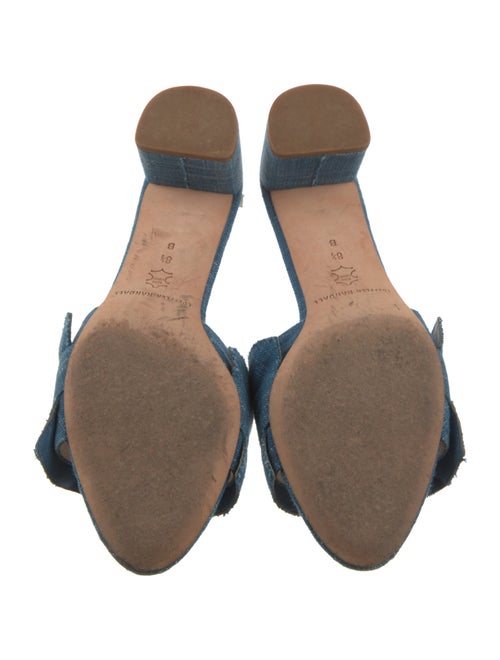 Loeffler Randall Denim Ruffle Embellishment Slides