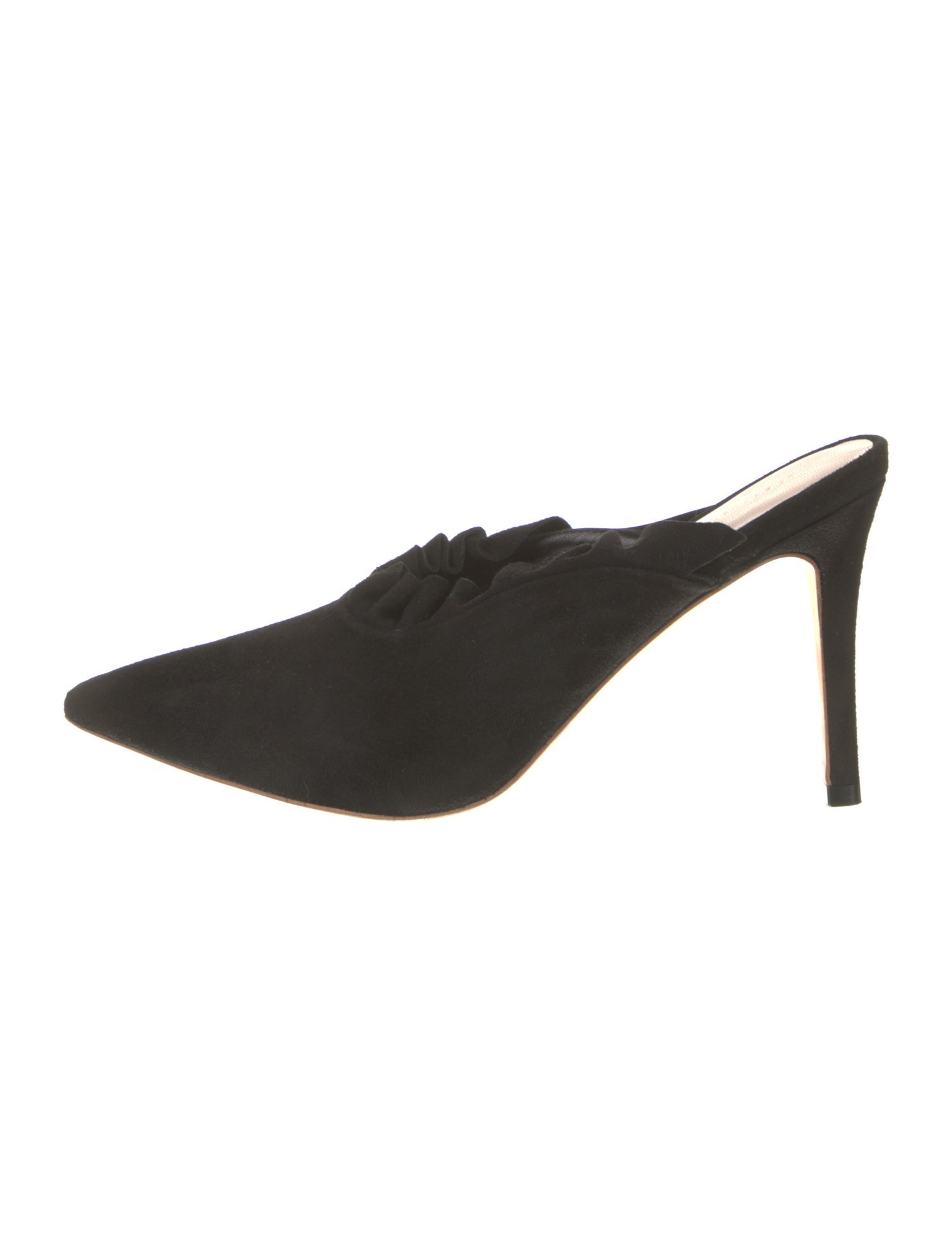 Loeffler Randall Suede Ruffle Embellishment Mules