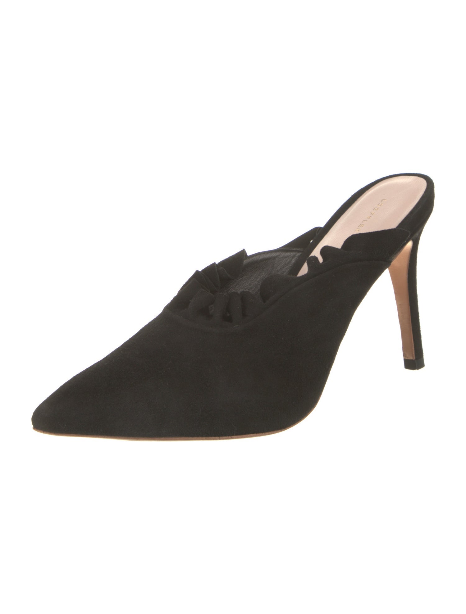 Loeffler Randall Suede Ruffle Embellishment Mules