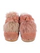 Loeffler Randall Suede Fur Trim Mules