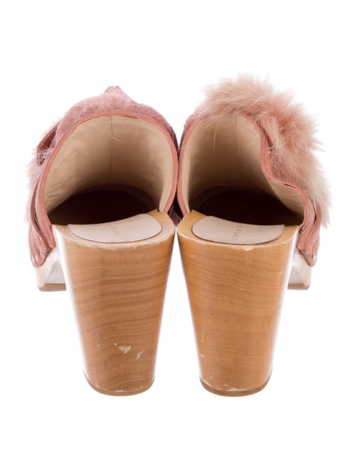 Loeffler Randall Suede Fur Trim Mules