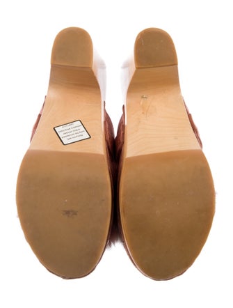 Loeffler Randall Suede Fur Trim Mules