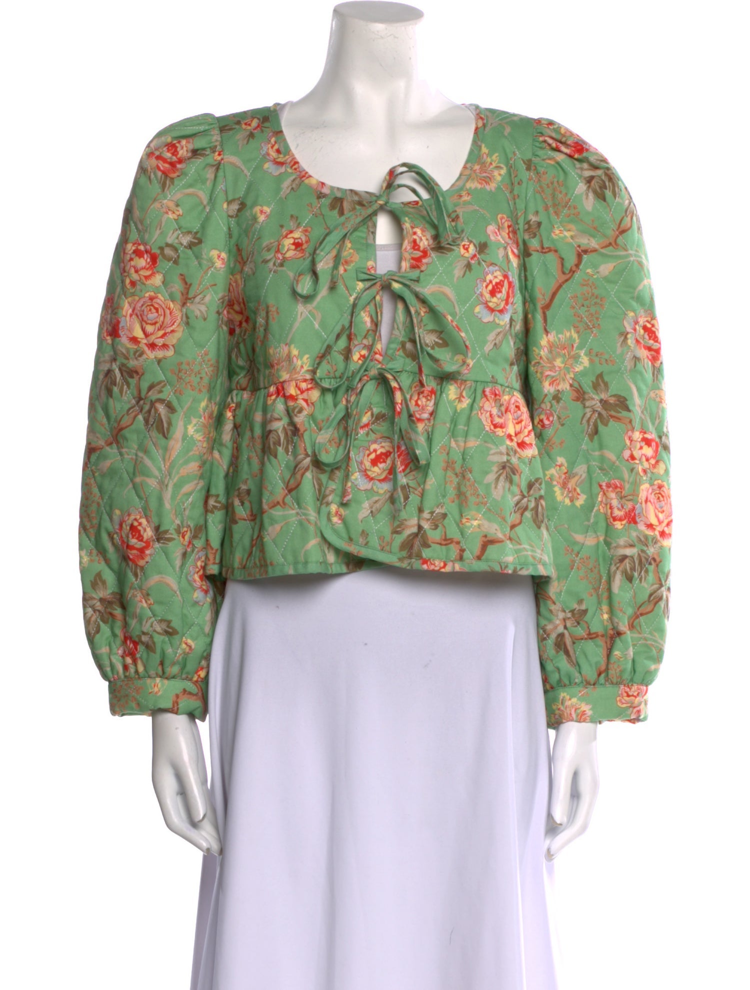 Loeffler Randall Floral Print Scoop Neck Crop Top