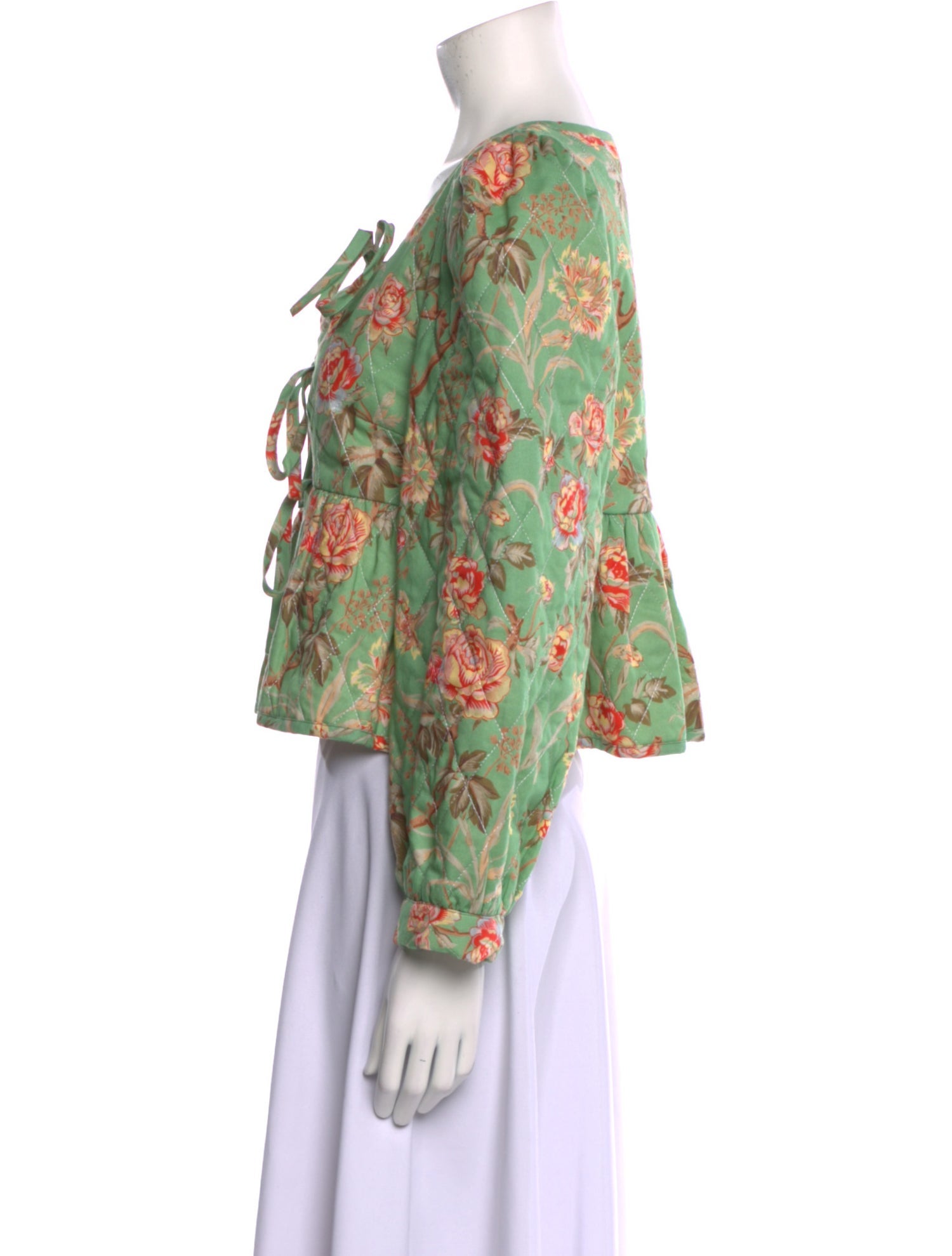 Loeffler Randall Floral Print Scoop Neck Crop Top