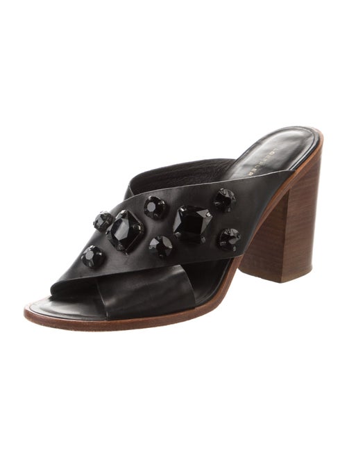 Loeffler Randall Leather Crystal Embellishments Slides