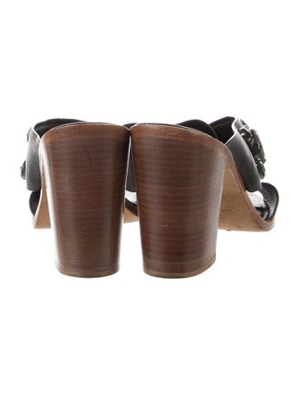 Loeffler Randall Leather Crystal Embellishments Slides