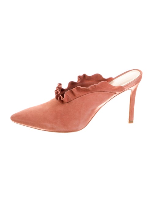 Loeffler Randall Suede Ruffle Embellishment Mules
