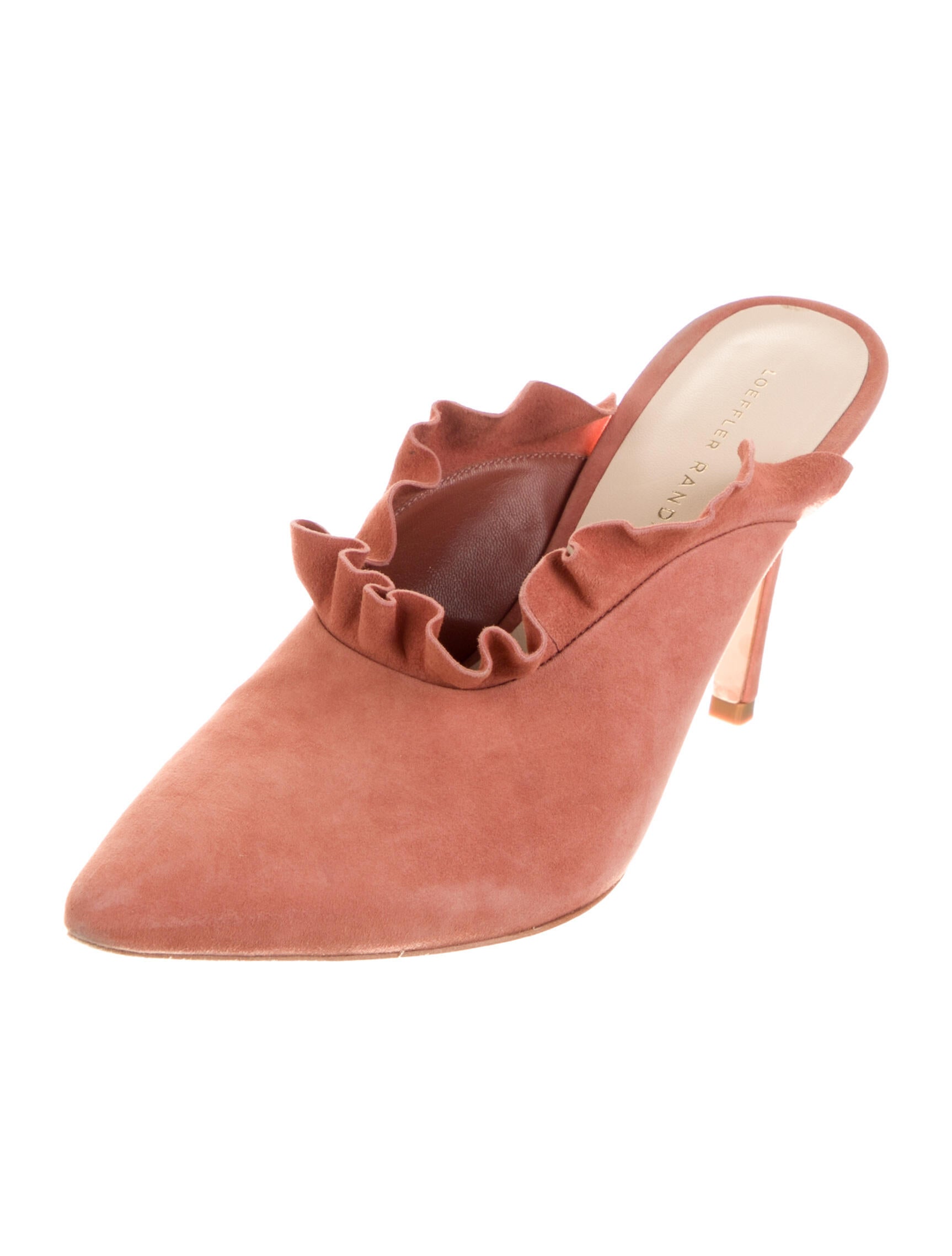 Loeffler Randall Suede Ruffle Embellishment Mules