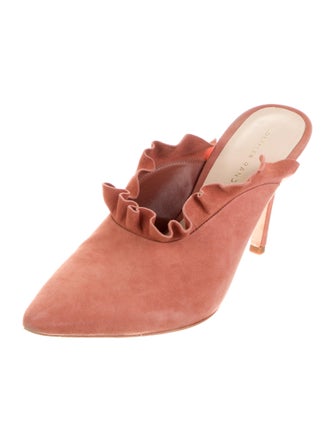 Loeffler Randall Suede Ruffle Embellishment Mules