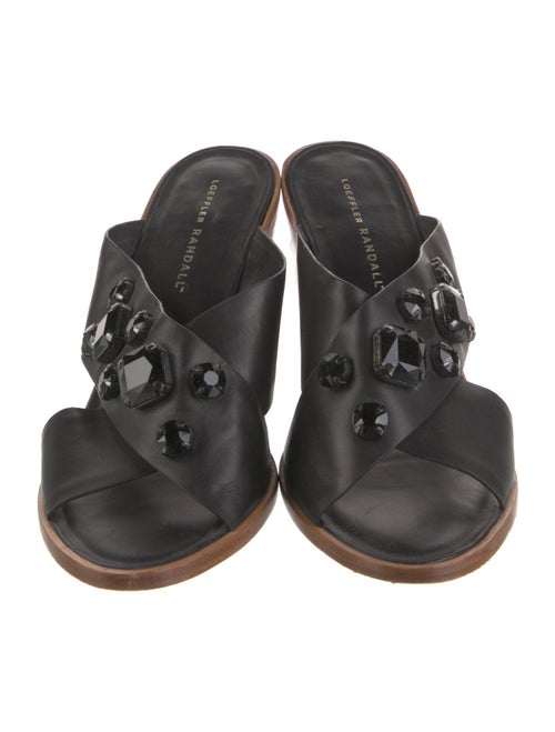 Loeffler Randall Leather Crystal Embellishments Slides