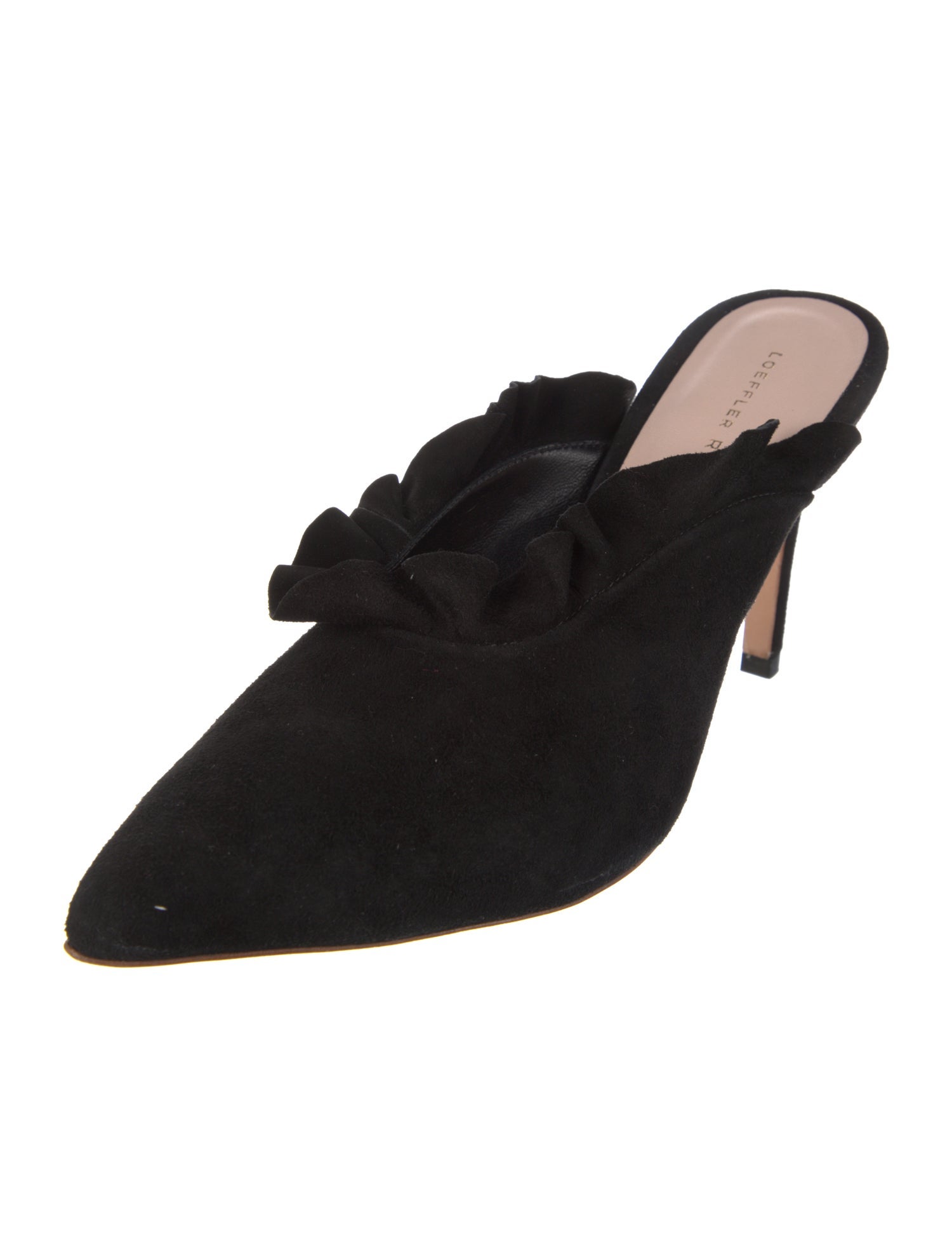 Loeffler Randall Suede Ruffle Embellishment Mules