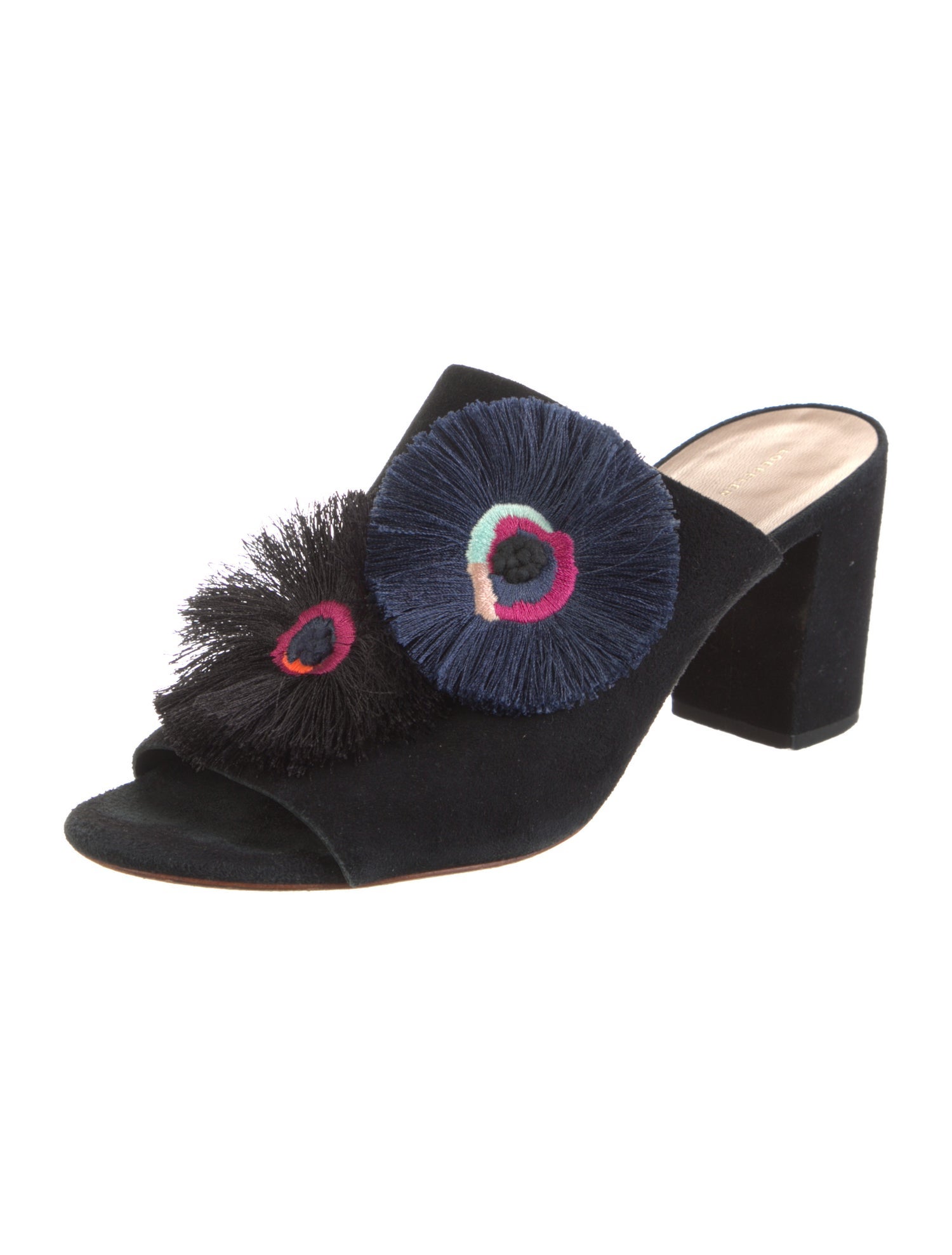 Loeffler Randall Suede Embroidered Accent Slides