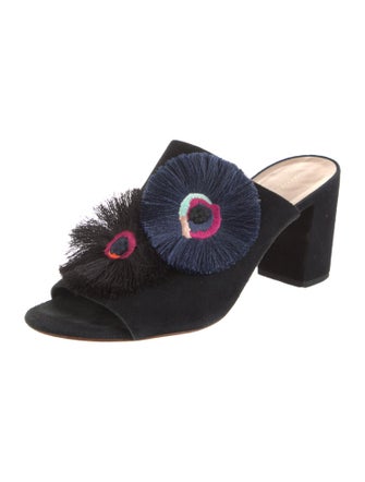 Loeffler Randall Suede Embroidered Accent Slides