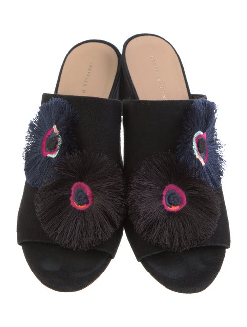 Loeffler Randall Suede Embroidered Accent Slides