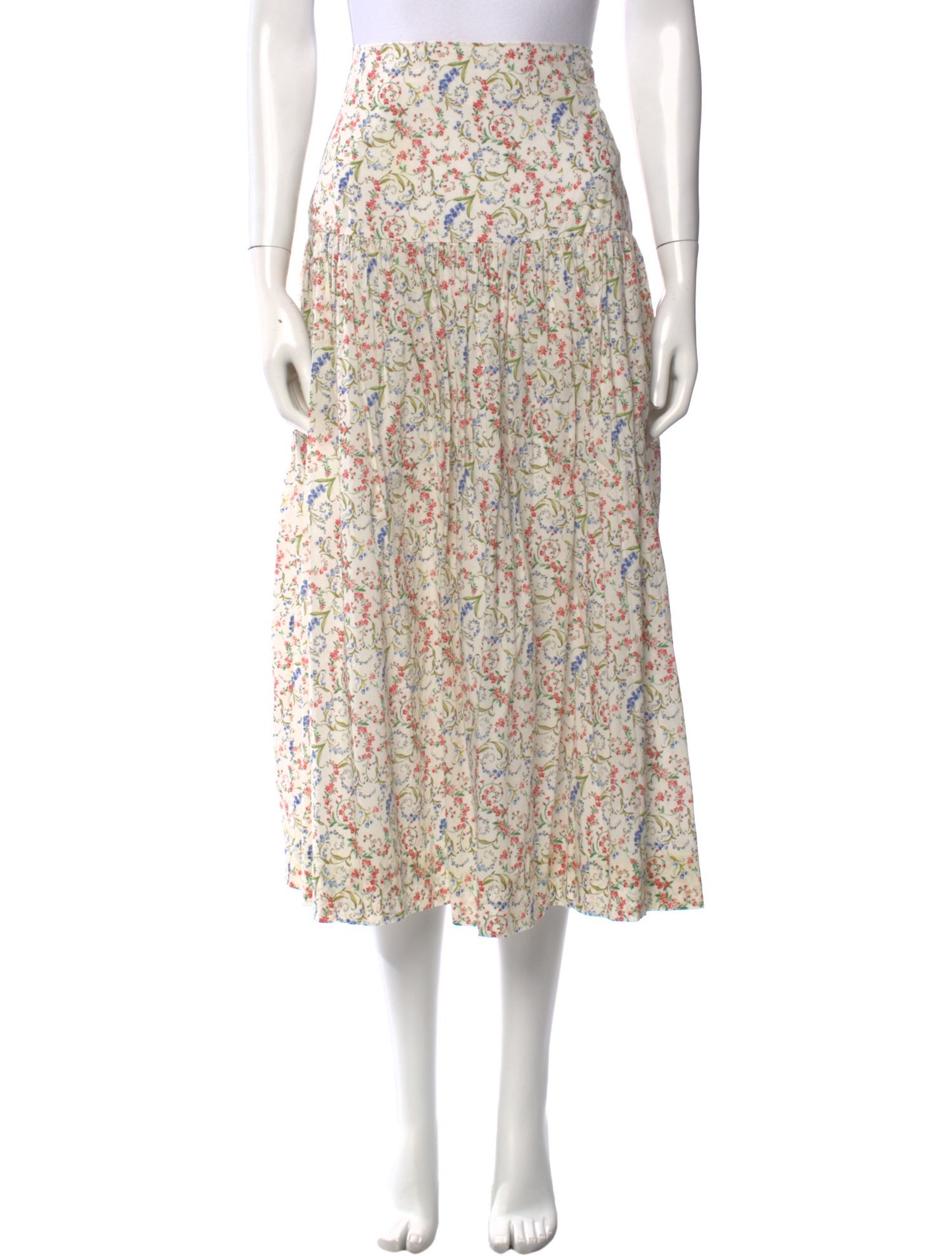 Loeffler Randall Floral Print Midi Length Skirt