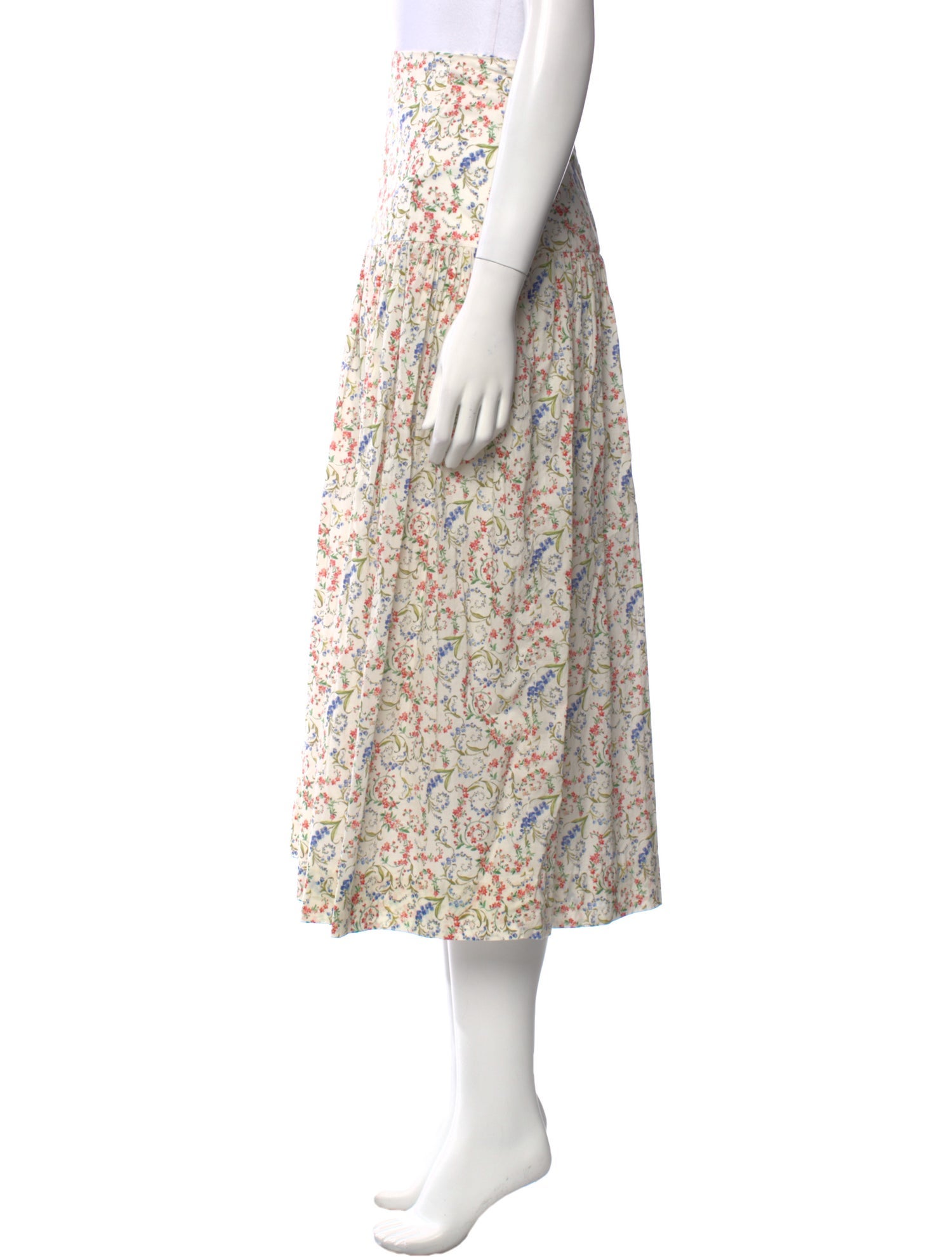 Loeffler Randall Floral Print Midi Length Skirt