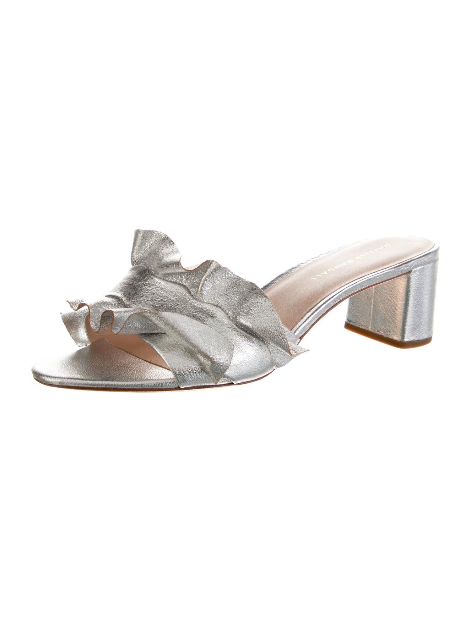 Loeffler Randall Leather Ruffle Embellishment Slides