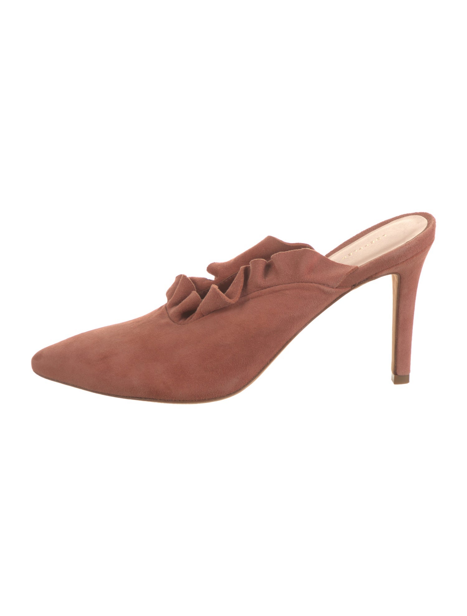 Loeffler Randall Suede Ruffle Embellishment Mules