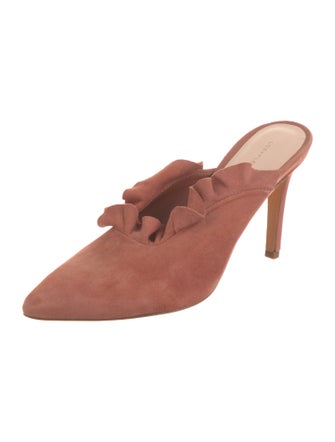 Loeffler Randall Suede Ruffle Embellishment Mules