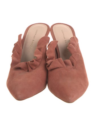 Loeffler Randall Suede Ruffle Embellishment Mules