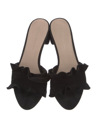 Loeffler Randall Suede Ruffle Embellishment Slides