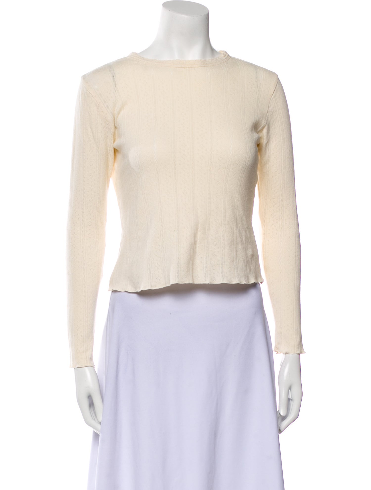 Loeffler Randall Bateau Neckline Long Sleeve Crop Top