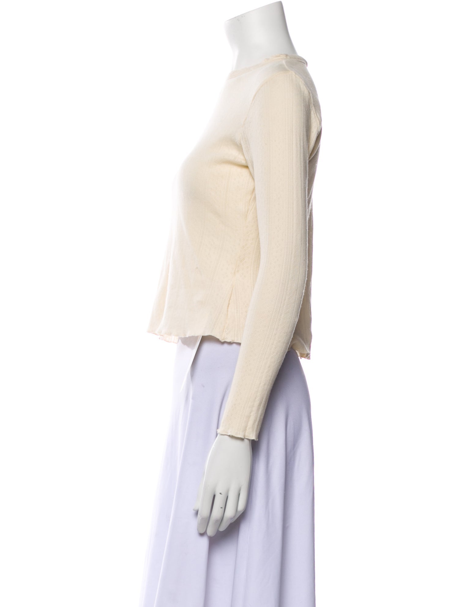 Loeffler Randall Bateau Neckline Long Sleeve Crop Top